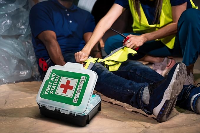 Large Wall Mountable & Portable First Aid Kit Cabinet for Business, Office, School, Warehouse & Workplace Safety – OSHA Compliant Emergency Medical Supplies with Tilting Shelves & Mounting Hardware