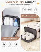 Travel Backpack Carry on Flight Approved Mochila De Viaje Personal Item Backpack for Airlines Frontier Airlines Personal Item Bag Large Backpack for Travel Backpacks for Men Women Beige with Brown