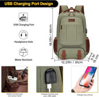 Tzowla Canvas Laptop Backpack, Bag for Men Women,Travel Work Rucksack Fits 15.6 Inch Laptop, Large Capacity Bookbag(Green)