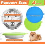 Patelai 8 Pcs Stainless Steel Dog Bowls with Silicone Lids Portable Food and Water Dishes for Pets Sealable Containers for 6.3" for Cats & Small Dogs (Red,Blue,Green,Purple)