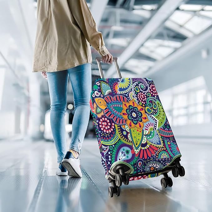 Travel Luggage Cover Suitcase Protector Fits 18-32 Inch Wheel Covers PatternedTravel Related Items Flower Luggage Protector Elastic L