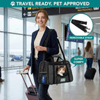 PetAmi Airline Approved Pet Carrier for Cats & Small Dogs, Soft Sided TSA Travel Carrier Bag with Sherpa Bed, Breathable Mesh Ventilation, Collapsible Bowl, Up to 18 lbs, Small Heather Dark Gray