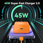45W Super Fast Charger USB Type C Charger Cord 6.6FT with Android Phone Charger Fast Charging Block for Samsung Galaxy S25/S25 Ultra/S25+/S24 Ultra/S24/S24+/S23 Ultra/S23/S22/S20/S21/Note 10/20,Orange