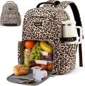 LOVEVOOK Lunch Backpack with Lunch Compartment,17 Inch Laptop Work Travel Insulated Cooler Backpack Purse,Waterproof College Teacher Lunch Bag Box with Tumbler Holder,Gift for Men Women,Leopard print