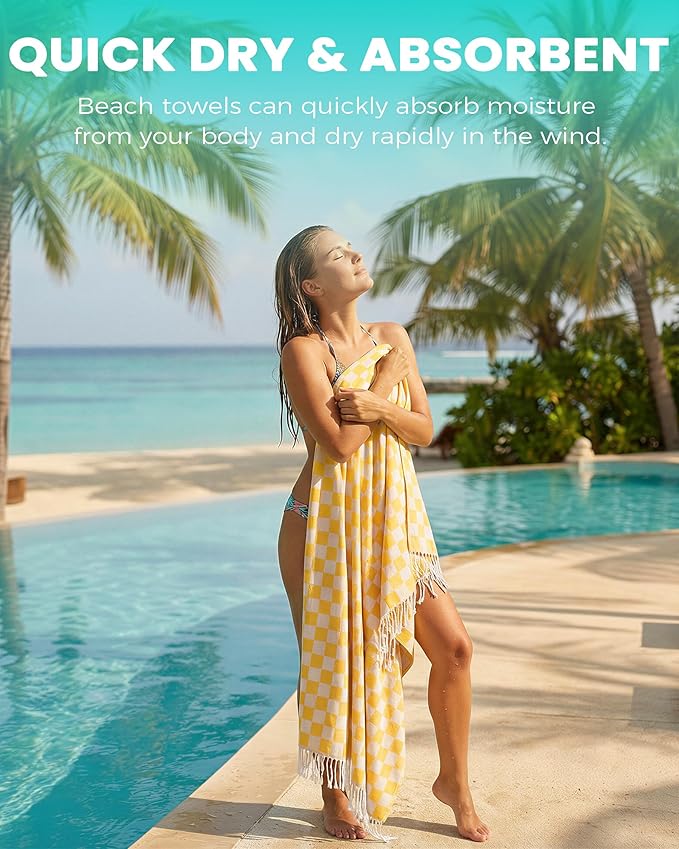6 Packs Turkish Beach Towels Vacation Essentials Quick Dry Sand Free Oversized Bath Pool Swim Towel Extra Large XL Blanket Adult Travel Cruise Must Haves Clearance Stuff Necessities Accessories