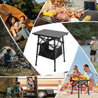Folding Camping Table - Small Outdoor Table with Storage Bag - Adjustable Height 14.2'' & 18.9'', Portable Lightweight Aluminum Foldable Side Table for Picnic, BBQ, Beach & Tailgating (Small)