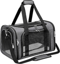 Soft-Sided Cat/Dog/Pet Carrier, Collapsible Pets Travel Carriers for Big Cats/Small Dogs with Shoulder Strap & Removable Mat, Mesh Puppy Carry Bag, Up to 25 Lbs (Dark Grey)