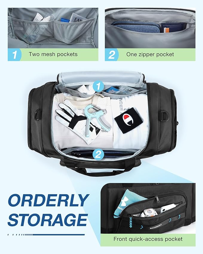BAGSMART 4-IN-1 Gym Bag for Women Men, TSA Lightweight Duffle Bag for Travel with Shoe Compartment & Wet Pocket, 22L/30L/38L Tactical Backpack with 40oz Water Bottle Holder