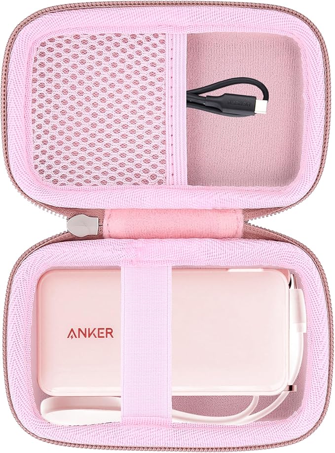 khanka Hard Case for Anker 3-in-1 Power Bank USB C Charger Block,Anker 10,000mAh Portable Charger,Case only. (Pink)