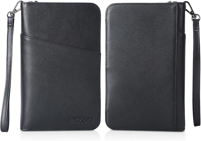 Polare Full Grain Leather Passport Holder Cover Case for Men and Women RFID Blocking Family Travel Wallet Holds 6 Passports