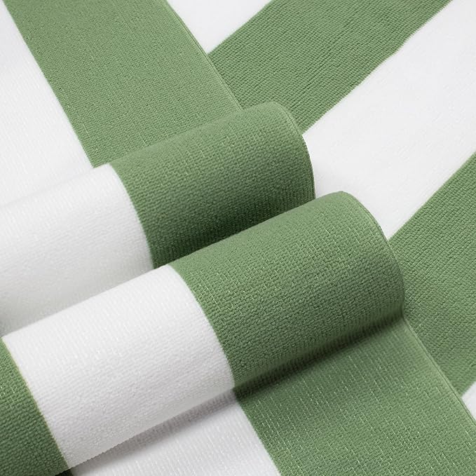 HENBAY Large Oversized Beach Towel - 35 x 70 Inch Microfiber Pool Towel, Green Striped Quick Dry Cabana Swim Towel