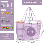 KALIDI Upgrade Version Beach Mesh Tote Bag MAX 27L Large capacity,Shoulder Bag Nylon Hobo Women Casual Foldable Beach Picnic