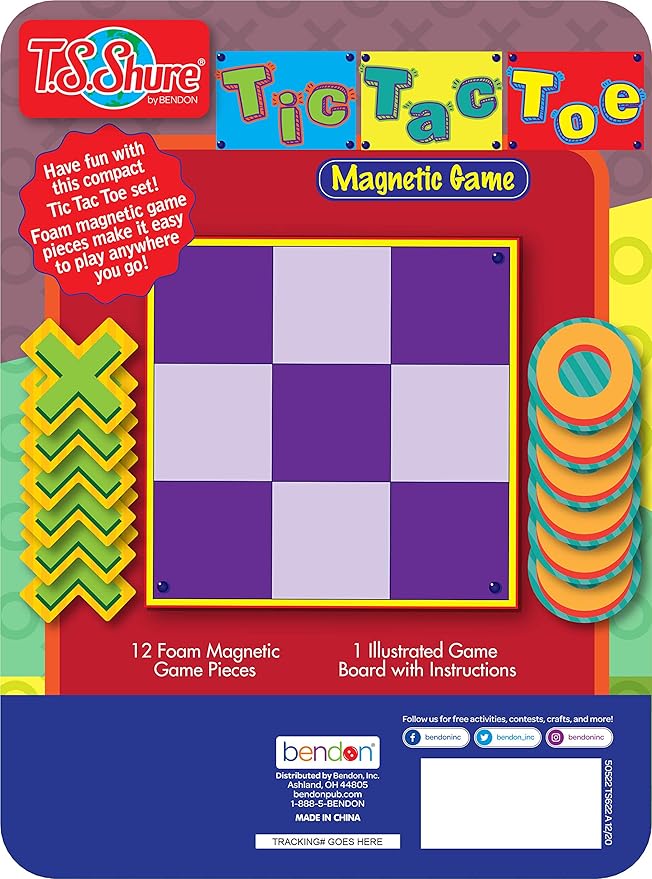 TS Shure by Bendon Tic-Tac-Toe Games Magnetic Activity Tin with Foam Magnet Sheet 50522