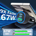 [Apple MFi Certified] iPhone 17 Car Charger Fast Charging, KYOHAYA 3-Port 67W PD/QC Car Power Adapter USB-C Charger Cigarette Lighter + Type-C Braided Cord for iPhone 17/17 Pro/16 Pro/15/Galaxy/Pixel