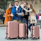 3 Piece Luggage Sets, Lightweight ABS Suitcase with 4 Spinner Wheels ＆ TSA Locks, Hardside Carry On Luggage Durable Suitcase Set for Family Travel Business - Rose Gold, 20/24/28