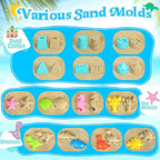 Collapsible Beach Toys for Kids Toddlers, Collapsible Sand Bucket and Shovels Set with Mesh Bag,Travel Sand Castle Building Kit, Sandbox Toys, Foldable Beach Essentials for Toddlers Kids Age 3-10 ﻿