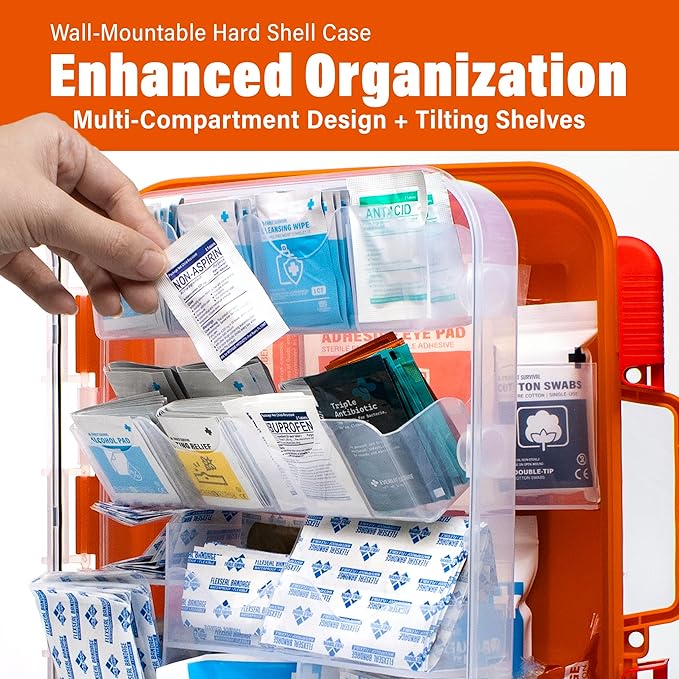 EVERLIT 400 Pcs OSHA Compliant First Aid Kit, Wall-Mountable Essential Emergency Kit for Home, Business, School, Warehouse, Construction Site, Office, Work, College Dorm
