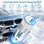 [Apple MFi Certified] iPhone Fast Car Charger, Caiinei 4.8A Dual USB Power Car Charger Fast Charging Cigarette Lighter+6FT Coiled Lightning Cable for iPhone 14 13 12 11 Pro Max XS Mini XR X 8 SE iPad