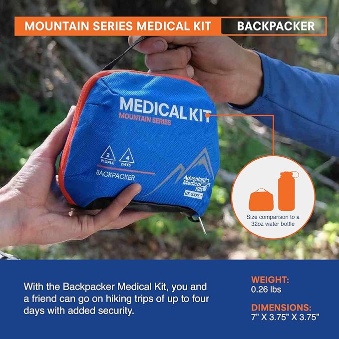 Adventure Medical Kits Mountain Series, Backpacker Medical Kit - 96 Pieces, blue/orange, one size (0100-1003)