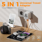 TESSAN Universal Travel Adapter, International Power Adapter with 2 USB C 2 USB A Ports, Travel Plug Adaptor Worldwide for US to Europe UK Italy Ireland Australia France Germany(Type C G A I)