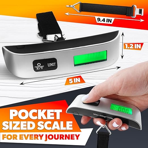 Luggage Weight Scale for Packages - Hanging Scales for Weighing Packages Portable Luggage Scale Travel Essentials 110lb/50kg - Small Suitcase Scale for Travel Accessories for Women & Men