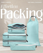 Compression Packing Cubes for Travel, 6-Piece Lightweight Packing Cubes Set for Carry-On Luggage & Backpacks – TRIPPED Travel Gear (Dusty Teal/White)