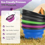 Collapsible Dog Bowl Large 2 Pack, Dog Water Bowls for Travels, Portable Foldable Pet Bowls Feeding Watering Dish for Parking Walking Camping with 2 Carabiners Clip (34oz, Large, Grey+Purple)