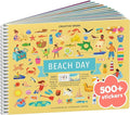 Beach Day 500+ Kids Sticker Book by Cupkin Fun Toddler Travel Activity Coloring and Sticker Book, Road Trip Essentials, 12 Coloring Pages 12 Side by Side Scenes for Ages 2–8 Years