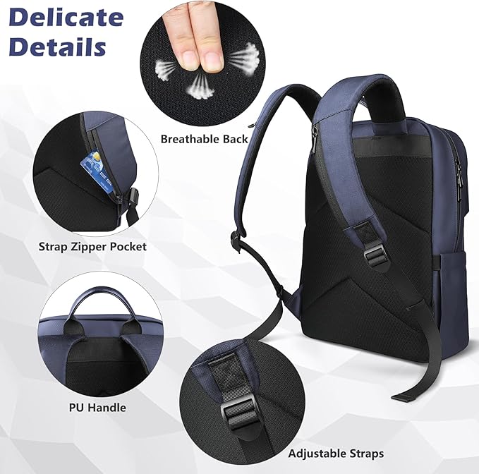 hk Slim Laptop Backpack for Men Women, Lightweight Business Backpacks 15.6 Inch Water-resistant Computer Bag for College Work Daily