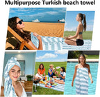 12 Pack Turkish Beach Towel 36"x71" Extra Large Beach Towels Sand Free Bath Towels Adults Lightweight Quick Dry Pool Towels Blue