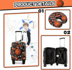 Kid’s Luggage Set 2 Piece Suitcase Set 16’’ Hardside Luggage with Spinner Wheels Girls Boys Carry on Toddler Luggage Travel Rolling Luggage Carry on Luggage Airline Approved Basketball