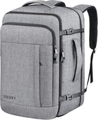 Gieury 55L Carry On Backpack, Extra Large Travel Backpack for Men & Women, Expandable Big Capacity For Airplanes, Travel Gifts for Men Women, Fits 18.4 Inch Laptop, Luggage Suitcase Daypack Bag, Grey