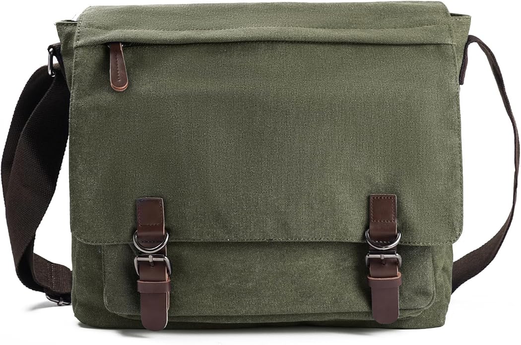 Evergoo Vintage Messenger Bag Unisex Shoulder Bags Canvas Satchel Cross Body Work Satchel Briefcase for 15.6 Inch Laptop