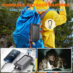 Solar Power Bank 20,000mAh, Portable Phone Charger, 4 Cables Outdoor Waterproof External Backup Power Charger with USB-C for Cell Phones, Solar Battery Pack with Dual Flashlight for Camping