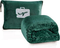 Comfort Fly Travel Blanket & Pillow – 2-in-1 Micro Plush Airplane Blanket with Carry Case (40" x 70") - Green