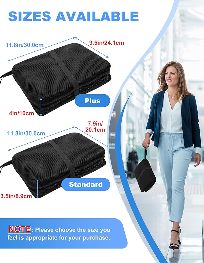 FASTMOMENT Airplane Seat Cushion Portable Travel Cushion for Comfort Foldable Stadium Pad with Breathable Fabric Seat Pad Perfect for Long Flights, Office, Bleacher, Camping