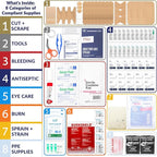 MFASCO Vehicle First Aid Kit - DOT/ANSI/OSHA Compliant - Metal - Portable & Mountable - Waterproof - First Aid Kits for Businesses, Construction, Commercial Vehicles, Workplaces - 115 Pcs