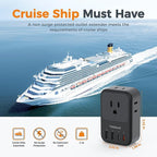 TESSAN USB C Charger Block 20W PD, Fast Charging Adapter with Foldable Plug, 1875W Power Outlet Extender(4 AC and 4 USB) for Cruise, Home, Office, Dorm Room Essentials, Black