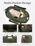 Quilted Travel Duffle Bag for Women Medium Weekender Bag Puffer Overnight Bag Large Soft Puffy Duffel Bag Carry-On Gym Bag Lightweight Personal Item Travel Bag for Trips Business Sport Airplane