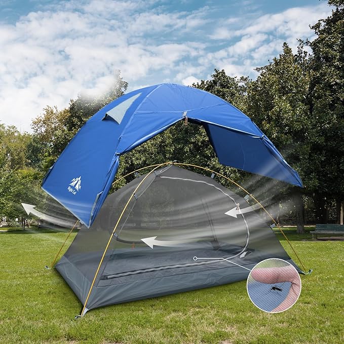 Night Cat 2-Persons Backpacking Tent: Waterproof Lightweight Camping Tent for Two People Hiking Outdoor Mountain with Aluminum Poles and Rainfly Green