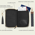 Beautiful Passport Holder for Travel with Wristlet Strap - All-in-One Wallet for Women with Card Slots and Tassel Keychain - Perfect RFID Blocking Case to Keep Your Travel Documents Organized & Safe