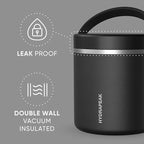 Hydrapeak 25oz Stainless Steel Vacuum Insulated Food Jar for Hot Food and Cold Food, Wide Mouth Leak-Proof Soup Jar for Adults, 10 Hours Hot and 16 Hours Cold (Black)