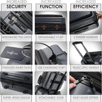 TRAVELARIM Grey Hardshell Luggage Sets 4 Piece, Durable Suitcase Set, Travel Luggage Set with Integrated TSA Lock, 360° Spinner Wheels, Expandable Medium and Large Checked Suitcase, 20/24/28 Inch