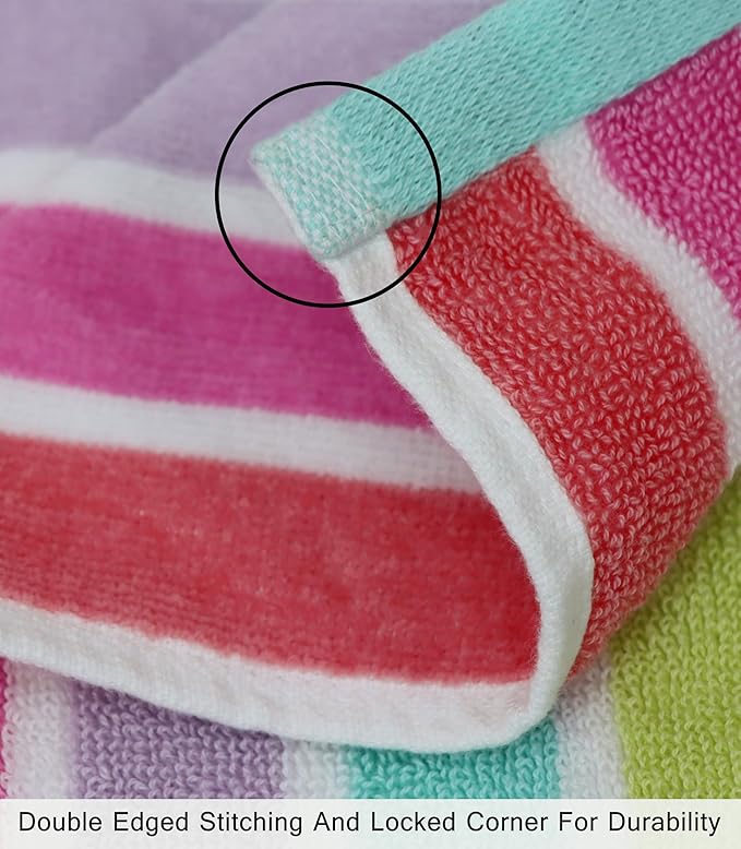 COTTON CRAFT Hooded Beach Towel – Oversized 35 x 70 Towel with Hood for Adults - 100% Cotton Velour Dobby Terry Towel - 450 GSM Pool Bath Wrap - Soft Absorbent Quick Dry – Pink Multi
