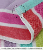 COTTON CRAFT Oversized Beach Towel - 2 Pack XL 39 x 68 inches Big & Huge Beach Blanket Towel - 100% Cotton Dobby Terry Velour Stripe - Super Soft Luxury - Pool Picnic Bath - Pink Multi