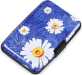 Mayski Credit Card Holder, RFID Blocking, Aluminum Alloy Hard Case, Small Mini Business Metal Wallet for Women Men, White Flower
