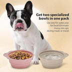 2-Pack Collapsible Silicone Dog Bowl,13oz Portable Pet Food & Water Dish, Travel Bowl with Non-Slip Textured Base (Lick Mat Feature) for Peanut Butter, Yogurt - Pink&Ivory