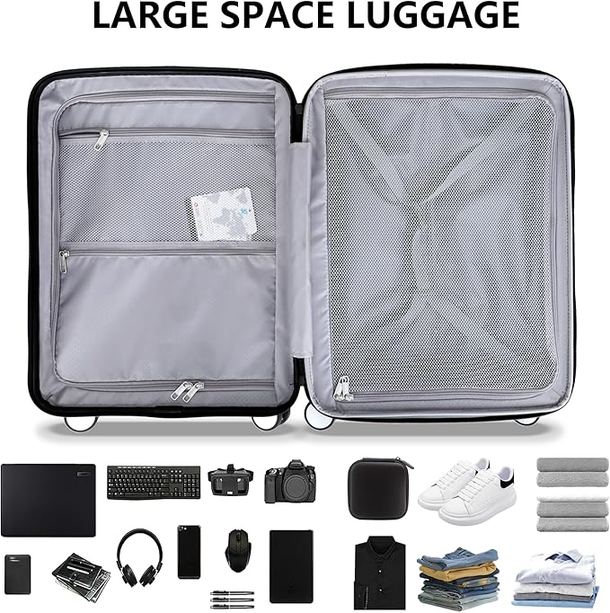 Luggage Sets 3 Piece, Lightweight Expandable PC Hardside Durable Suitcases with Spinner Wheels & TSA Lock, 20/24/28 Inch, Light Green