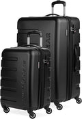 SwissGear 7366 Signature Hardside Expandable Luggage with Spinner Wheels, TSA Lock, Cup-Holder, Black, 2-Piece Set (19/27)