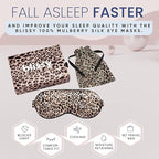 Blissy Silk Sleep Mask - Eye Sleeping Mask for Women & Men for Total Blackout - 100% Pure Mulberry Silk, 22 Momme 6a Fibers - Blindfold Sleep Mask Side Sleeper Eye Cover (Leopard)